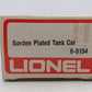Lionel 6-9154 O Gauge Borden Plated Tank Car EX/Box
