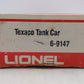 Lionel 6-9147 O Gauge Texaco Single Dome Tank Car EX/Box