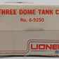 Lionel 6-9250 Waterpoxy Triple Dome Tank Car VG/Box