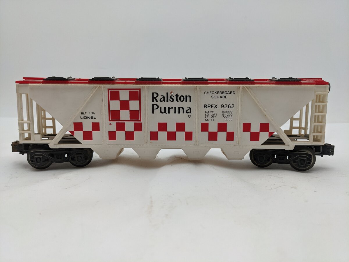 Lionel 6-9262 O Gauge Ralston Purina Checkerboard Quad Hopper EX