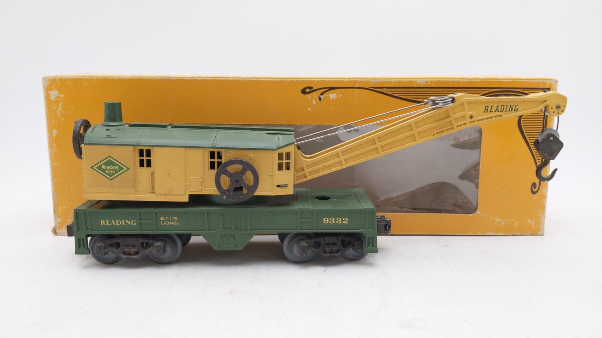 Lionel 6-9332 O Gauge Reading 8 Wheel Crane Car LN/Box