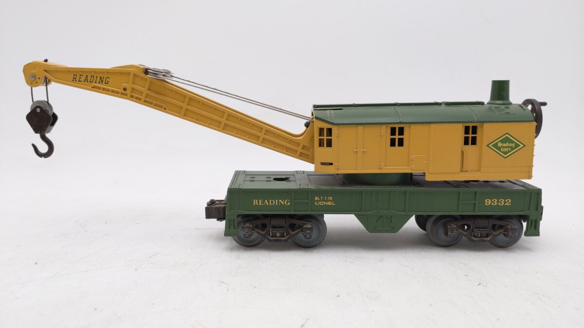Lionel 6-9332 O Gauge Reading 8 Wheel Crane Car LN/Box