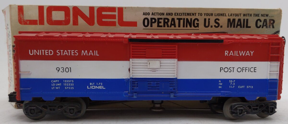 Lionel 6-9301 O Gauge US Mail Operating Boxcar #9301 - Without Mailbag VG/Box