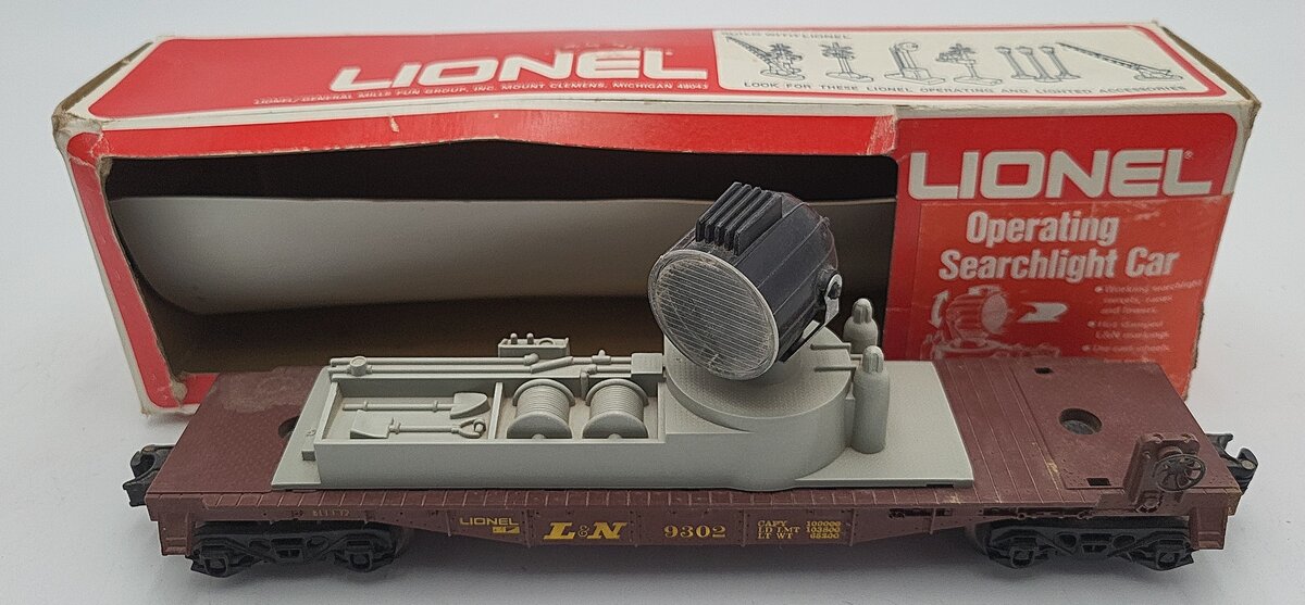 Lionel 6-9302 O Gauge Louisville & Nashville Operating Searchlight Car EX/Box