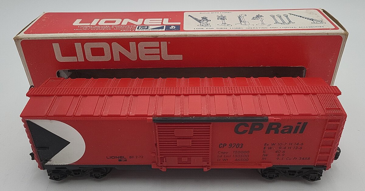 Lionel 6-9703 O Gauge CP Rail Red Box Car EX/Box