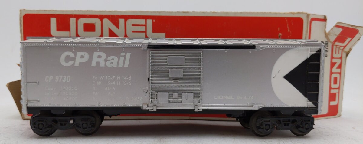 Lionel 6-9730 O Gauge CP Rail Boxcar - White Letter Version VG/Box