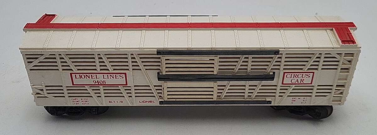 Lionel 6-9408 O Gauge Circus Stock/Animal Car #9408 EX