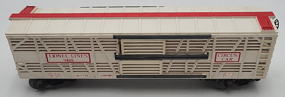 Lionel 6-9408 O Gauge Circus Stock/Animal Car #9408 EX