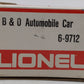 Lionel 6-9712 O Gauge Baltimore & Ohio Automobile Car EX/Box