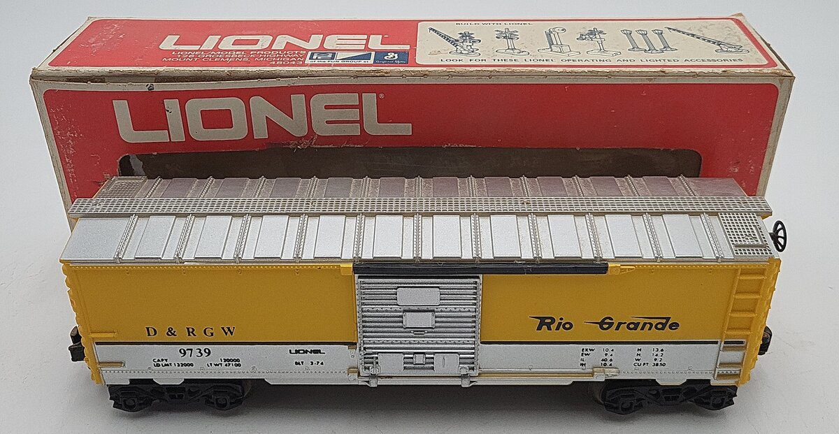 Lionel 6-9739 O Gauge Denver and Rio Grande Western Boxcar EX/Box
