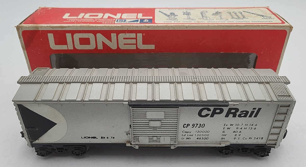 Lionel 6-9730 O Gauge CP Rail Boxcar VG/Box