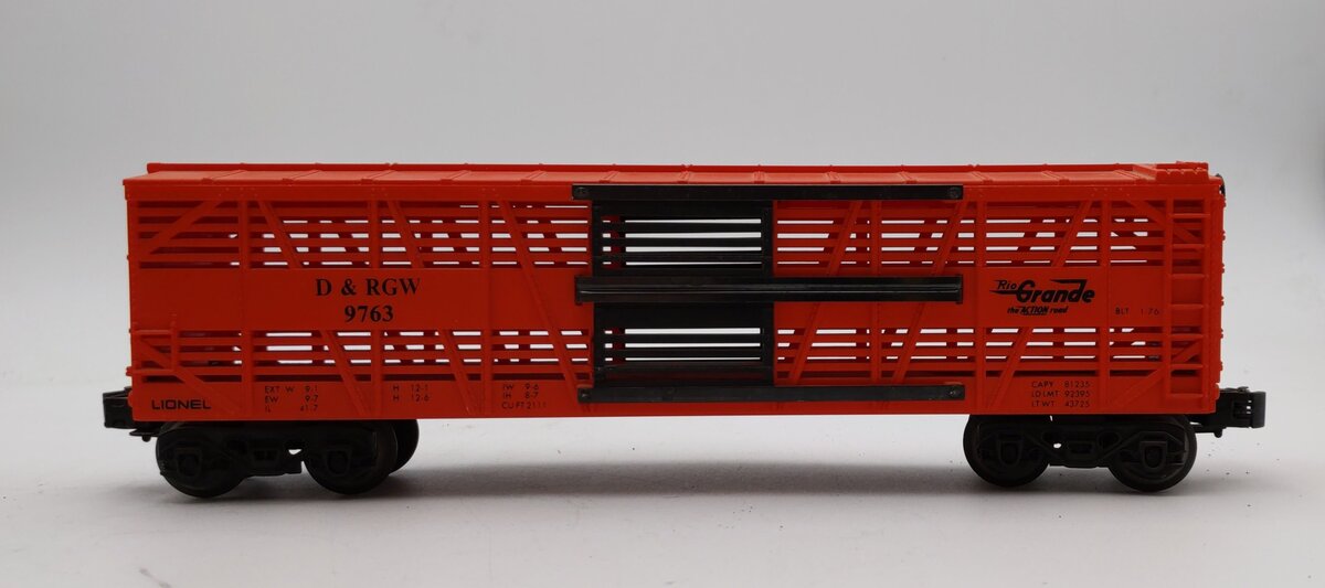Lionel 6-9763 O Gauge Rio Grande Cattle Car #9763 EX/Box