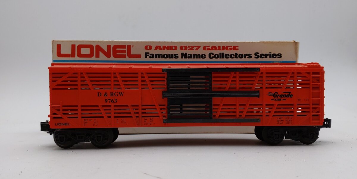 Lionel 6-9763 O Gauge Rio Grande Cattle Car #9763 EX/Box