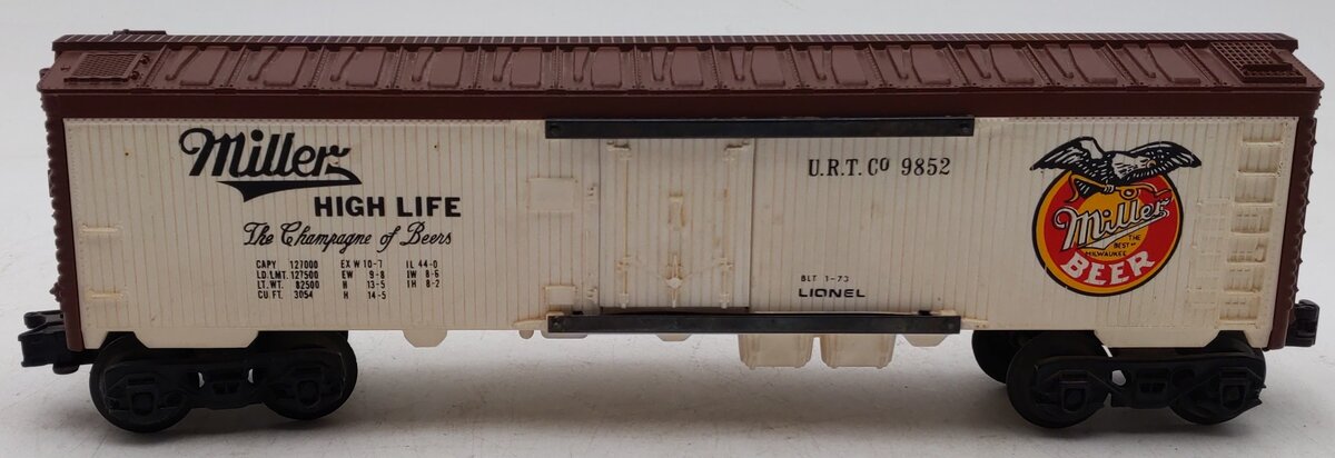 Lionel 6-9852 O Gauge Miller Beer Billboard Reefer Car VG