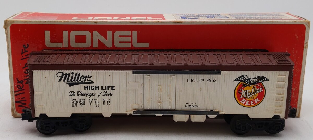 Lionel 6-9852 O Gauge Miller Beer Billboard Reefer Car VG