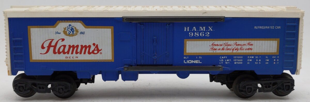 Lionel 6-9862 O Gauge Hamm's Beer Billboard Reefer Car VG