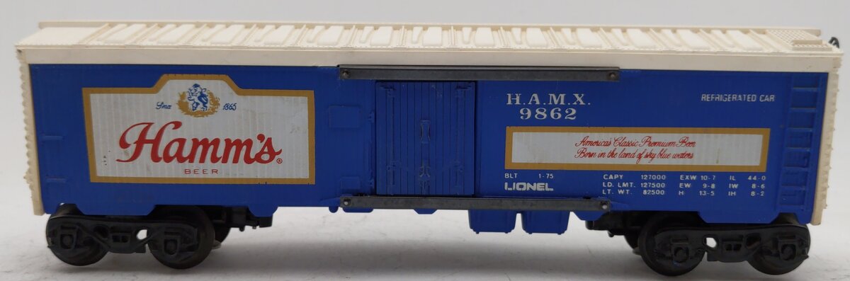 Lionel 6-9862 O Gauge Hamm's Beer Billboard Reefer Car VG