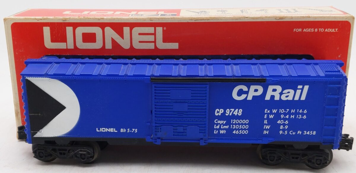 Lionel 6-9748 O Gauge CP Rail Blue Boxcar #9748 EX/Box