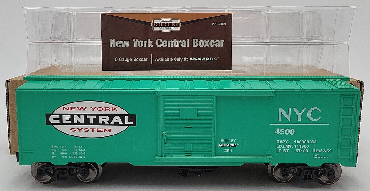 Menards 279-3169 O Gauge New York Central Box Car LN/Box