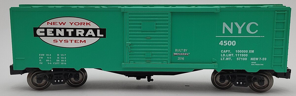 Menards 279-3169 O Gauge New York Central Box Car LN/Box