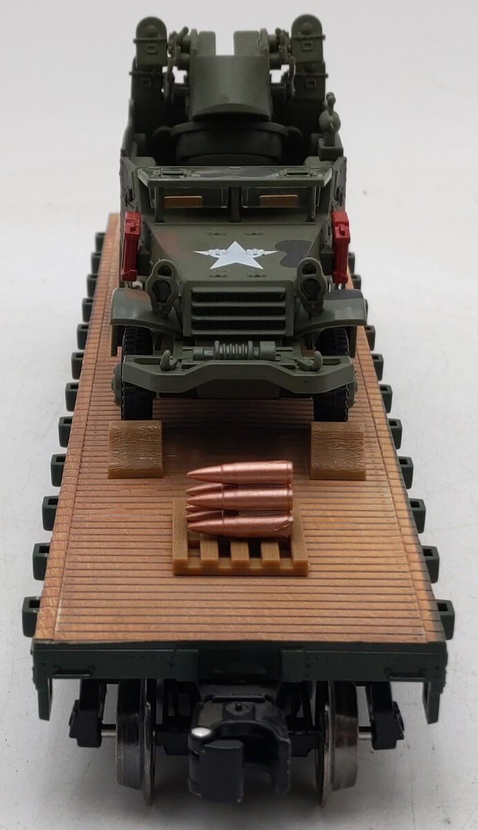 Menards 279-3384 O Gauge Army Flatcar w/ Half Track #14749 LN/Box