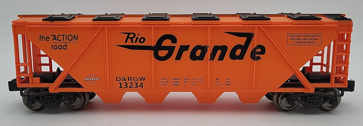 Menards 279-3582 O Gauge D&RGW 4-Bay Covered Hopper EX/Box