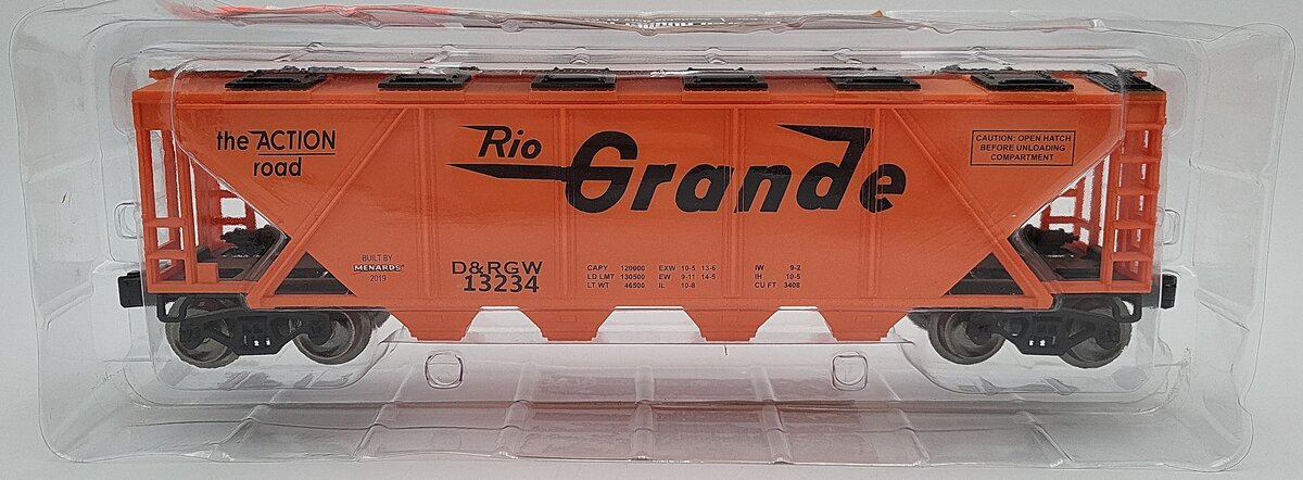 Menards 279-3582 O Gauge D&RGW 4-Bay Covered Hopper EX/Box