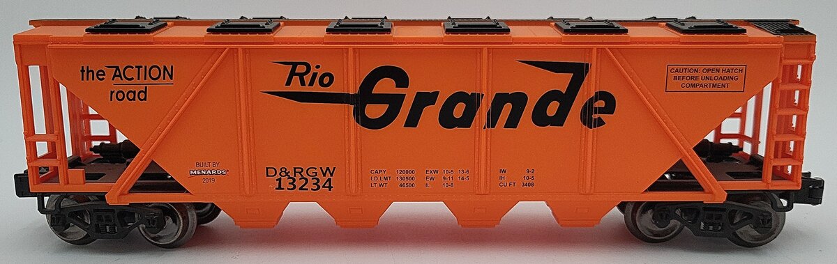 Menards 279-3582 O Gauge D&RGW 4-Bay Covered Hopper EX/Box