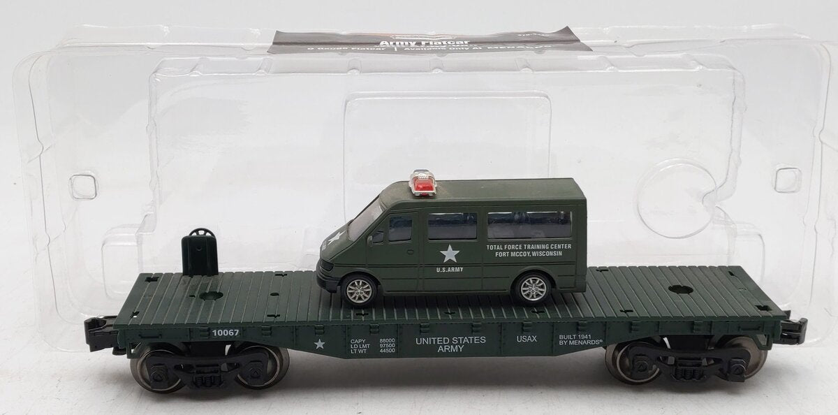 Menards 279-3449 O Gauge Army Flatcar with Military Van #10067 EX/Box