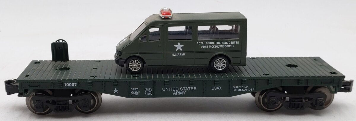 Menards 279-3449 O Gauge Army Flatcar with Military Van #10067 EX/Box