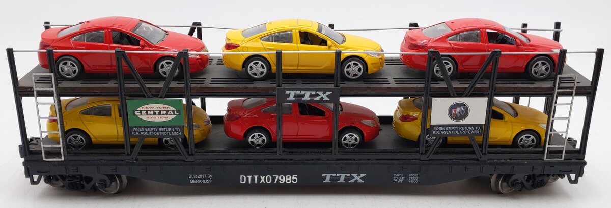 Menards 279-3912 O TXX Auto Carrier w/ Six Cars DTTX #07985 EX/Box