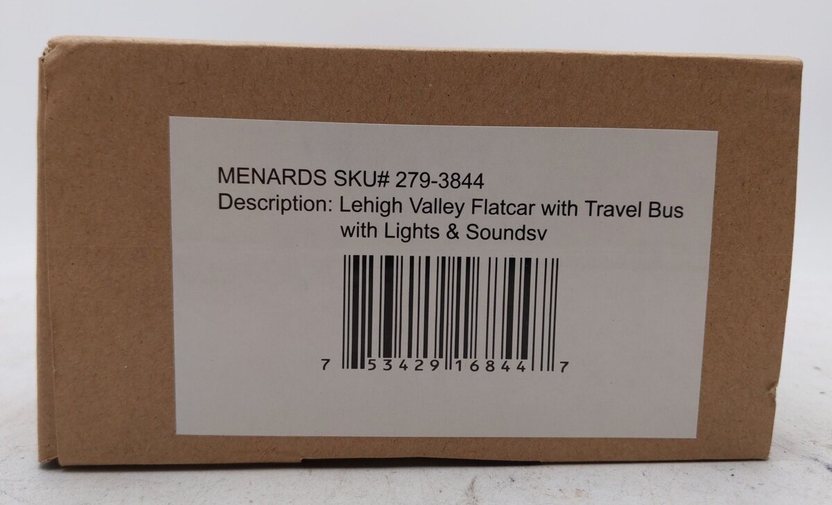 Menards 279-3844 O Lehigh Valley Flatcar w/ Travel Bus EX/Box