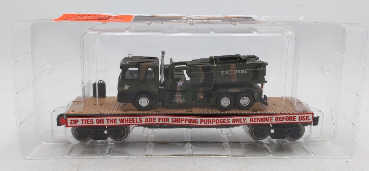 Menards 279-3964 O Gauge US Army Flatcar w/ Army Truck & HIMARS EX/Box
