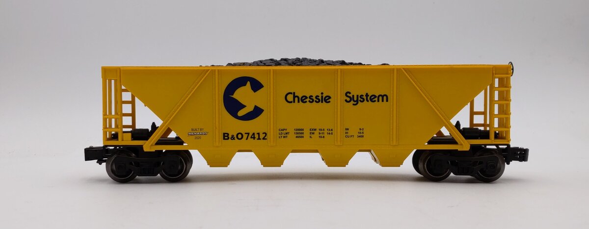Menards 279-3855 O Gauge B&O Chessie System Hopper Car #7412 LN/Box