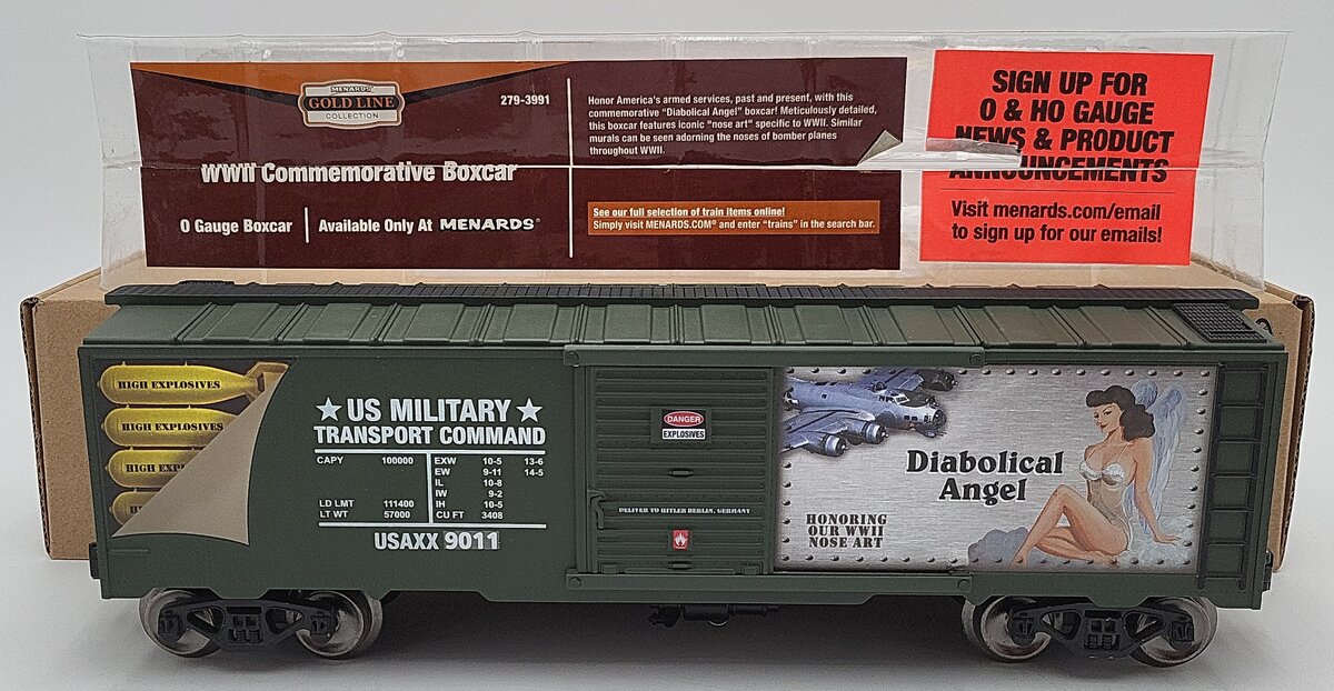 Menards 279-3991 O Gauge WWII Commemorative "Diabolical Angel" Boxcar EX/Box