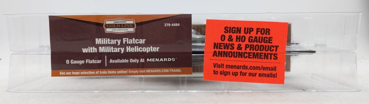 Menards 279-4484 O Gauge US Army Flat Car w/ Helicopter #1691 LN/Box