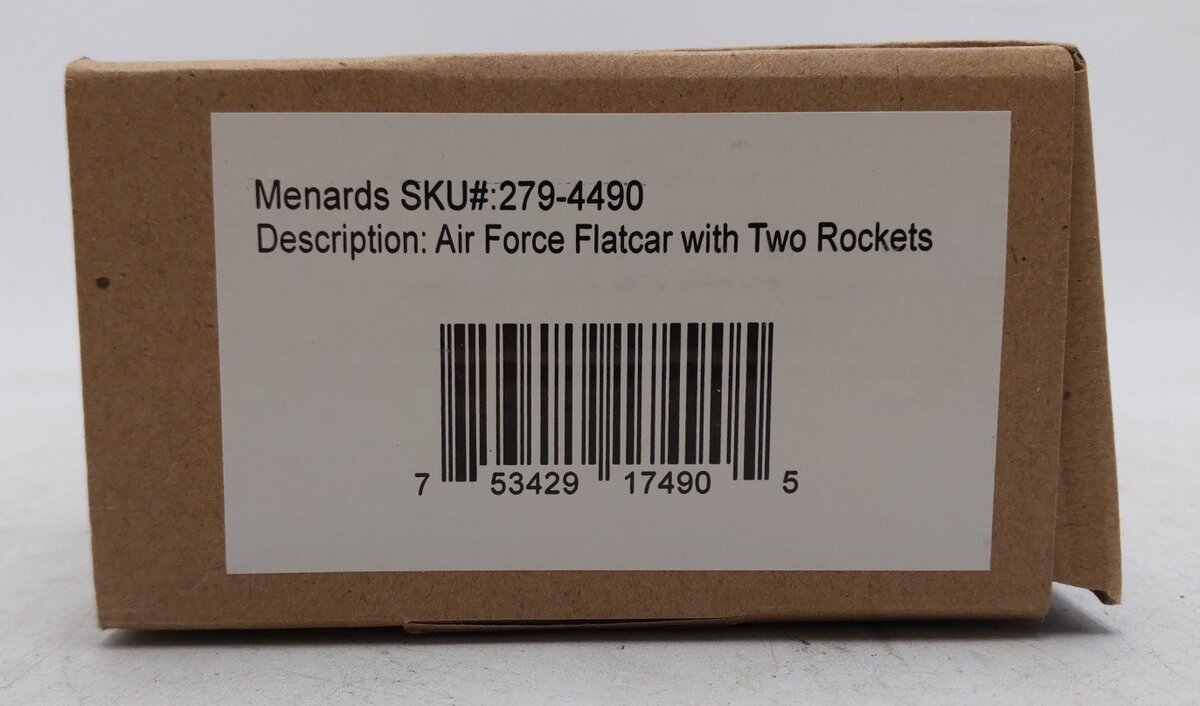 Menards 279-4490 O Scale US Airforce Flatcar w/ 2 Rockets #4762 EX/Box