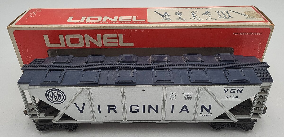 Lionel 6-9134 O Gauge Virginian 4-Bay Covered Hopper EX/Box