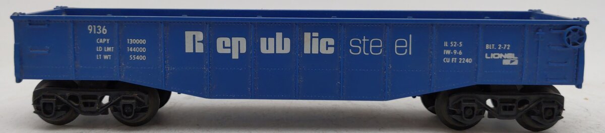 Lionel 6-9136 O Gauge Republic Steel Gondola #9136 EX