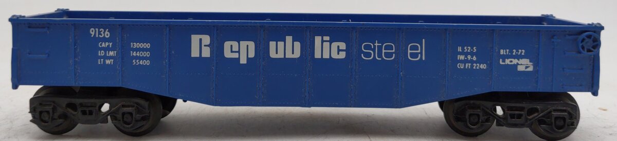 Lionel 6-9136 O Gauge Republic Steel Gondola #9136 EX