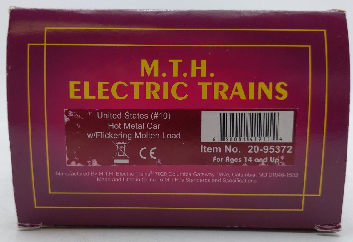 MTH 20-95372 O United States Hot Metal Car with Flickering Molten Load #10 EX/Box