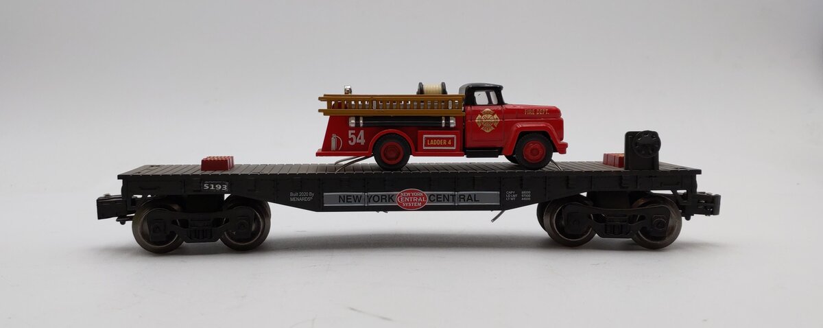 Menards 279-8316 o New York Central Flatcar W/ Fire Truck #5393 LN/Box