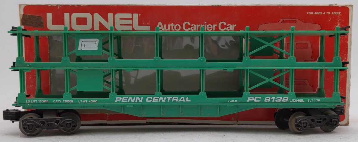 Lionel 6-9139 O Gauge Penn Central 3-Tier Auto Carrier Car EX/Box