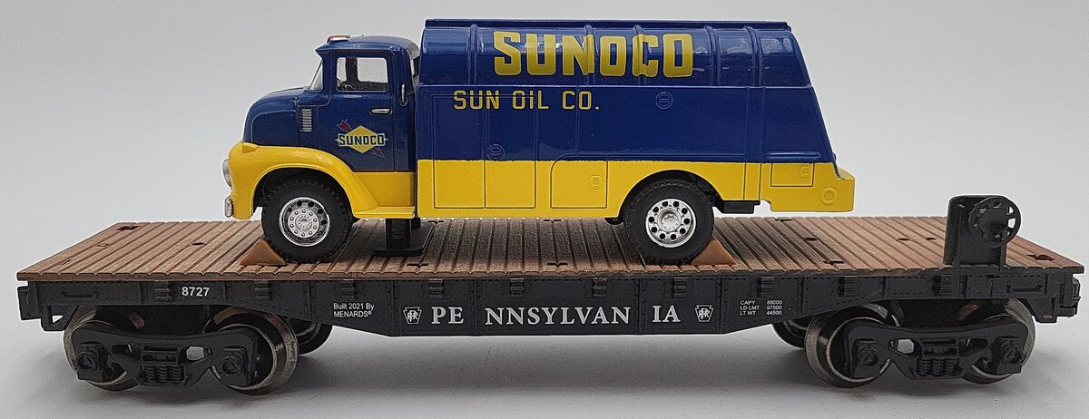 Menards 279-8318 Pennsylvania Flatcar w/ Sunoco Fuel Truck EX/Box