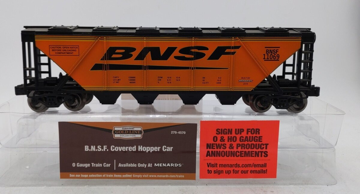 Menards 279-4570 O Gauge BNSF Covered Hopper Car #11069 EX/Box