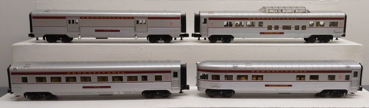 MTH 30-67596 O Pennsylvania RailKing 60' Streamlined Passenger Set (Set of 4) EX/Box