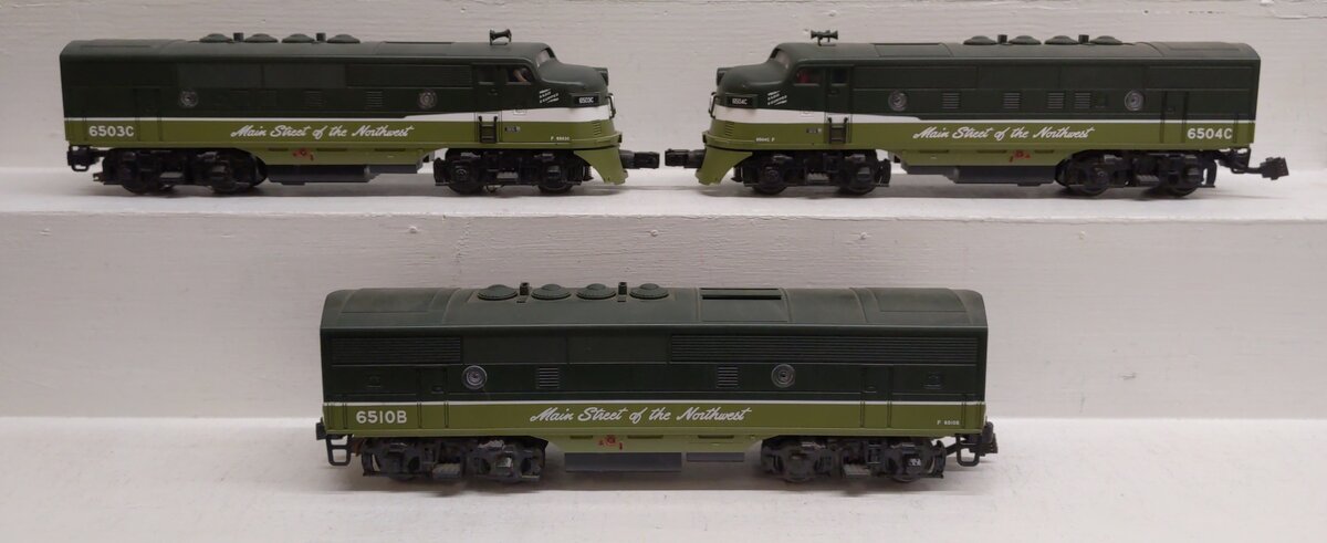 MTH 30-20630-1 O Gauge Northern Pacific F-3 ABA Diesel Locomotive Set w/PS3.0 EX/Box