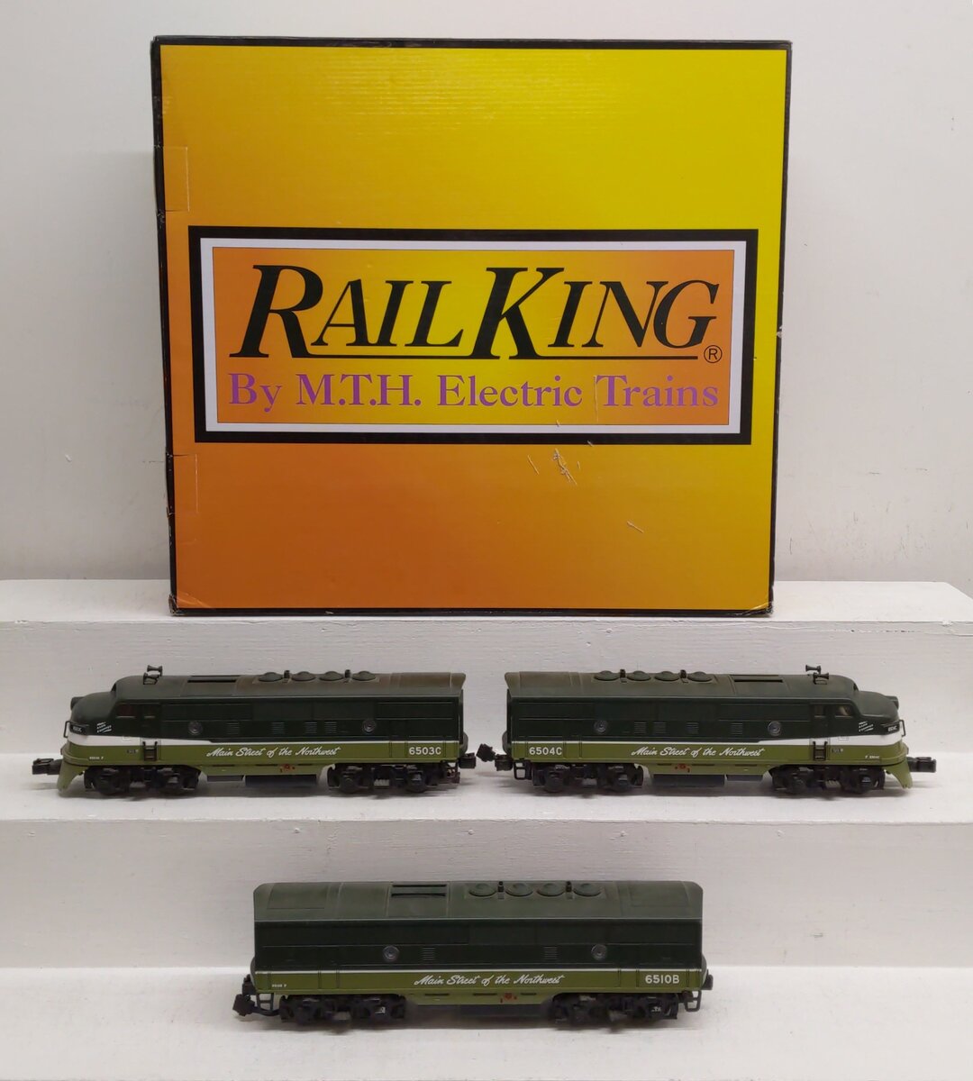 MTH 30-20630-1 O Gauge Northern Pacific F-3 ABA Diesel Locomotive Set w/PS3.0 EX/Box