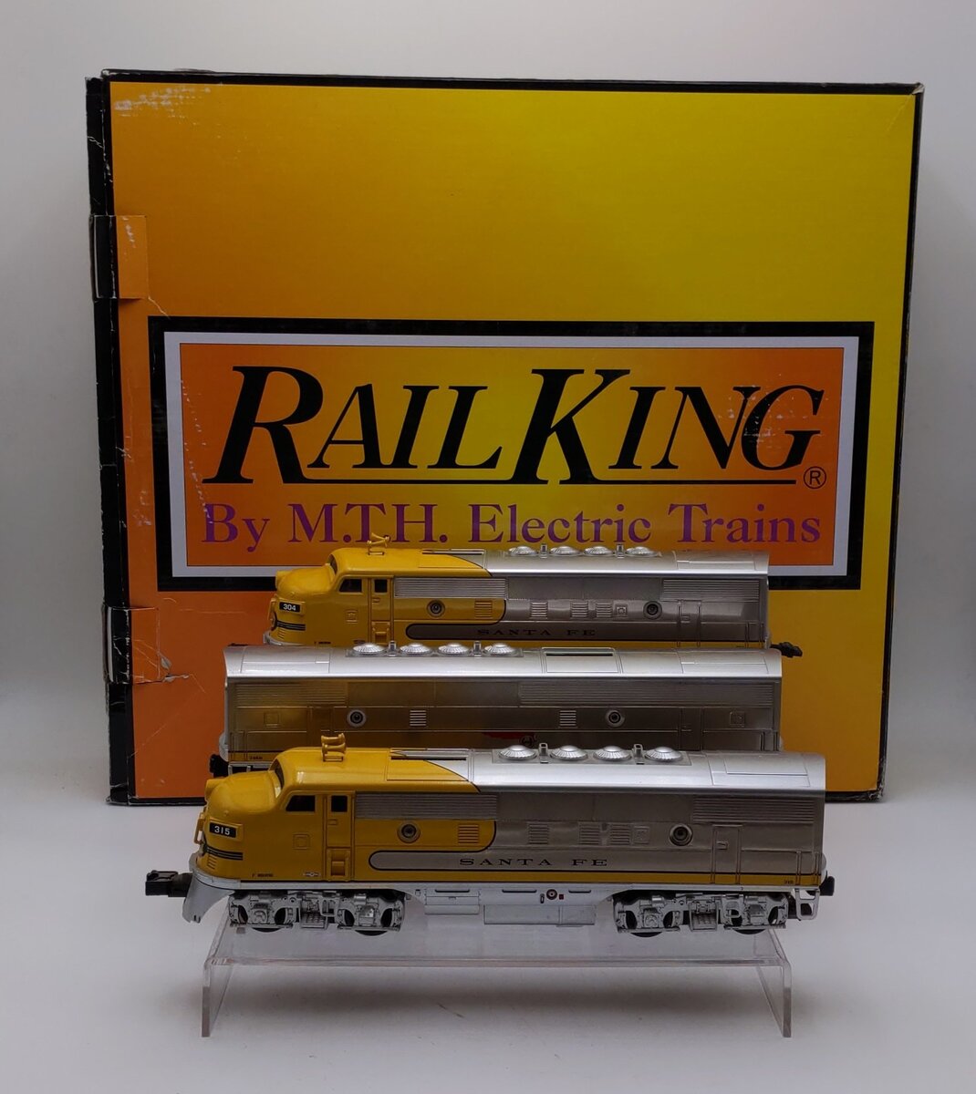 MTH 30-20632-1 O Scale Santa Fe F-3 ABA Diesel Locomotive Set w/ Proto-Sound 3.0 EX/Box