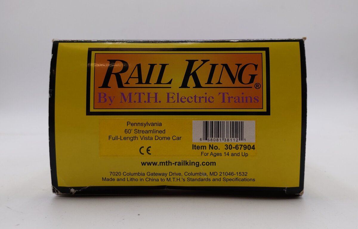MTH 30-67904 O Pennsylvania RR 60' Streamlined "Monticello" Full Vista Dome